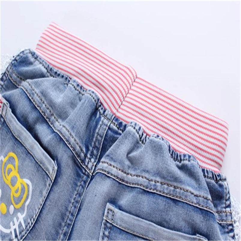1 предмет, детские джинсовые шорты летние кружевные джинсы с рисунком для маленьких девочек короткие брюки повседневная детская одежда шорты для девочек Z109