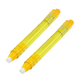

2 Pieces Click Pen Shaped Yellow Plastic Eraser Holder 115x6mm