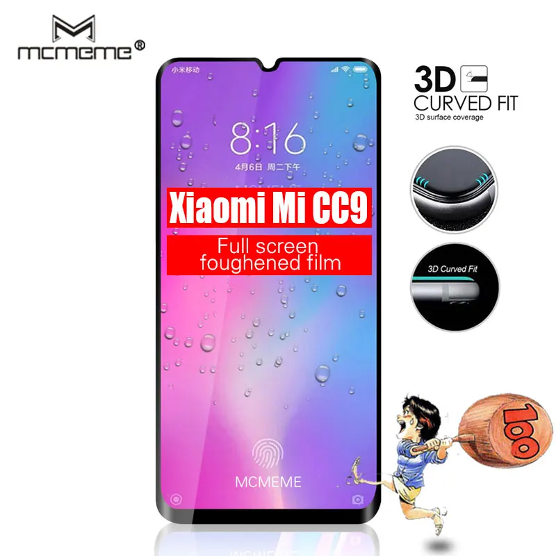 

MCMEME For Xiaomi Mi CC9 cc9e Glass Tempered For Xiaomi MiCC9 mi a3 lite a3lite Screen Protector Full Cover Film Tempered Glass