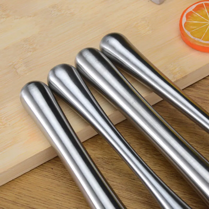 Stainless Steel Cocktail Muddlers Grooved Nylon Head Professional Bar Accessories