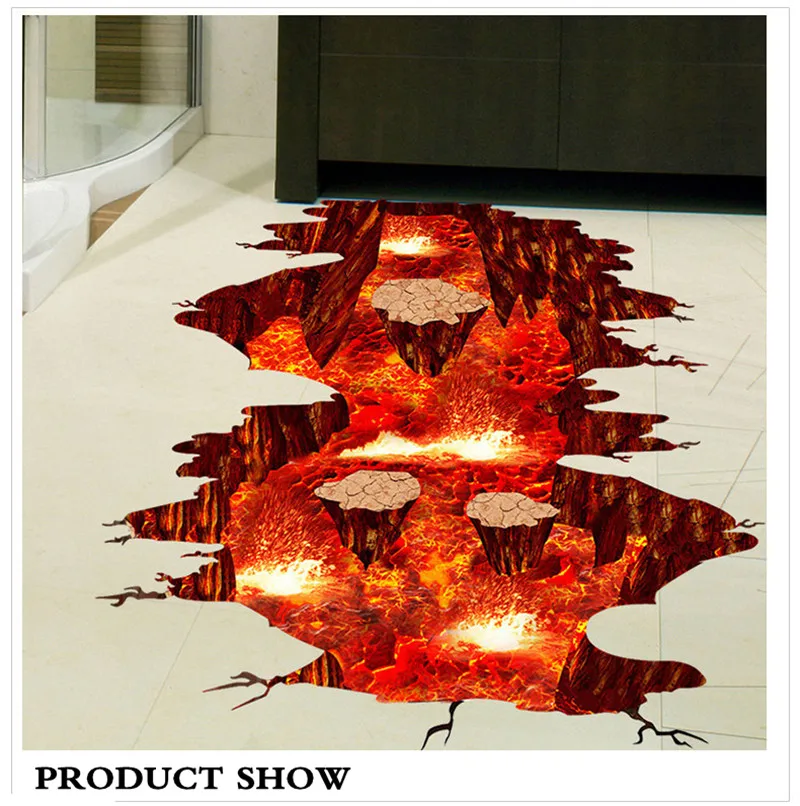 DIY PVC Baby Room Wall Stickers 3d Vinyl Wallpaper Desktop Hd Paper Volcanic Magma Self Adhesive | Дом и сад