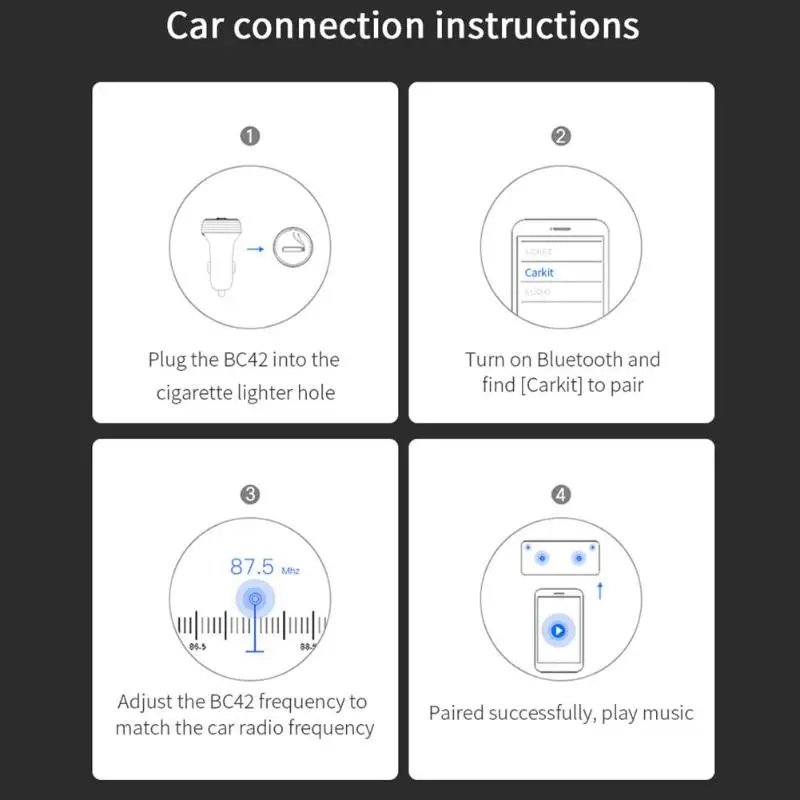 Автомобильный Bluetooth 4,2 fm-передатчик громкой связи Bluetooth гарнитура для Авто Аудио MP3 плеер светодиодный Дисплей Dual USB QC3.0 USB Зарядное устройство TF карты с DSP A2DP