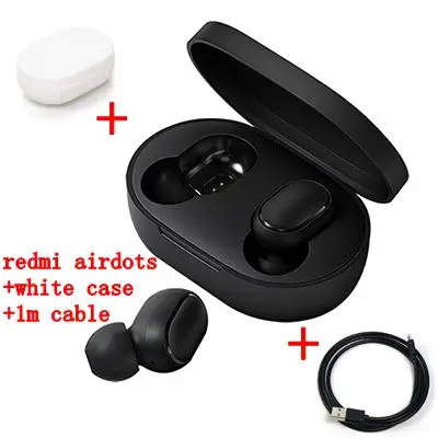 Беспроводные bluetooth-наушники Xiaomi Redmi Airdots TWS, водонепроницаемые, в уши, стерео, басы, наушники BT 5,0 AI, управление громкой связью, наушники - Цвет: Add cable white case