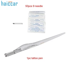 Горячая лучшая сделка микроблейдинг Перманентный 3D макияж бровей ручка 50 шт. тату иглы ручка комплект татуировки набор красивых женщин Nov.22