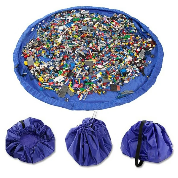 150 см портативные детские игрушки водонепроницаемые уличные подушки сумки для хранения игровой коврик лего игрушки Органайзер одеяло коврик Корзина Коробка карман - Цвет: Синий
