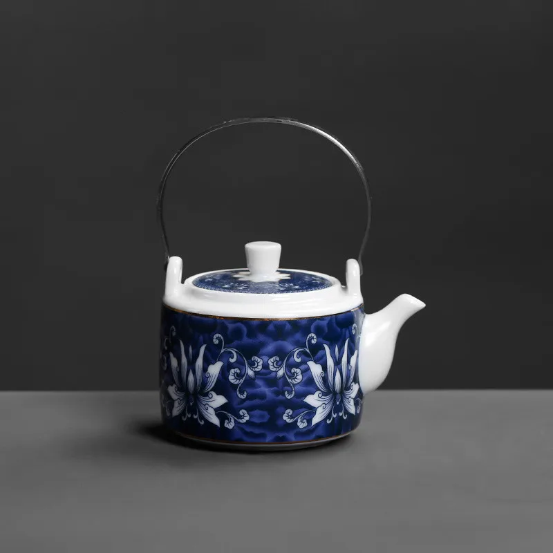 Фарфоровый чайник, керамический большой объем, большой синий и белый фарфор, бутылка для холодной воды, подъемный луч, чайник для дома lo927708