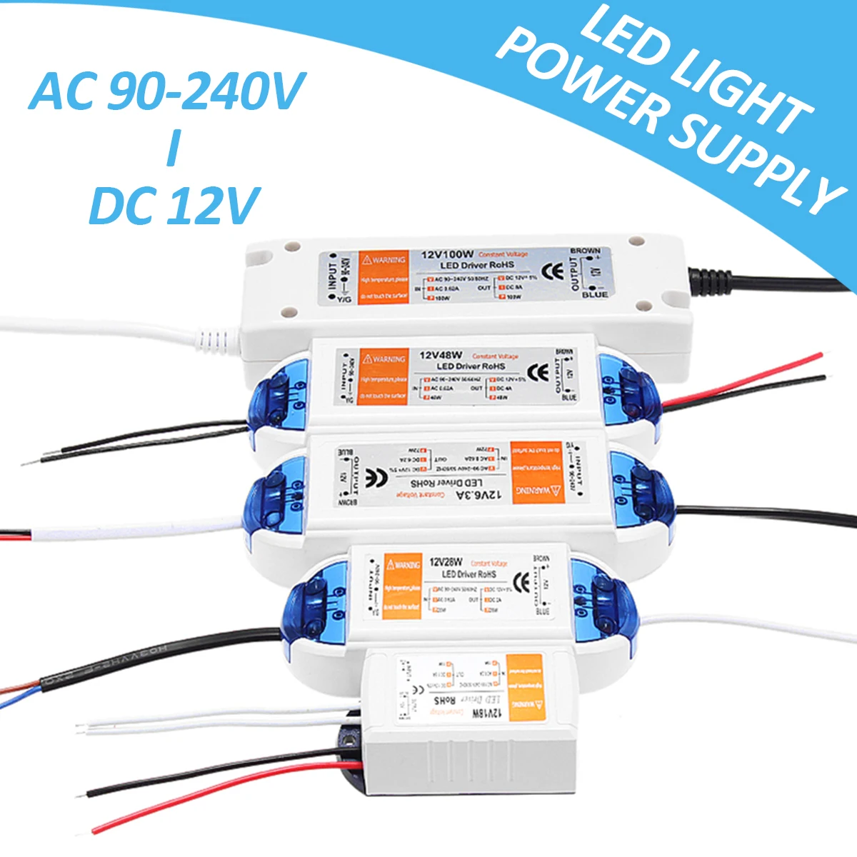

DC 12V 18/28/48/72/100W LED Panel Light Lamp Driver Electronic Transformer Power Supply For LED Strip Ceiling Light