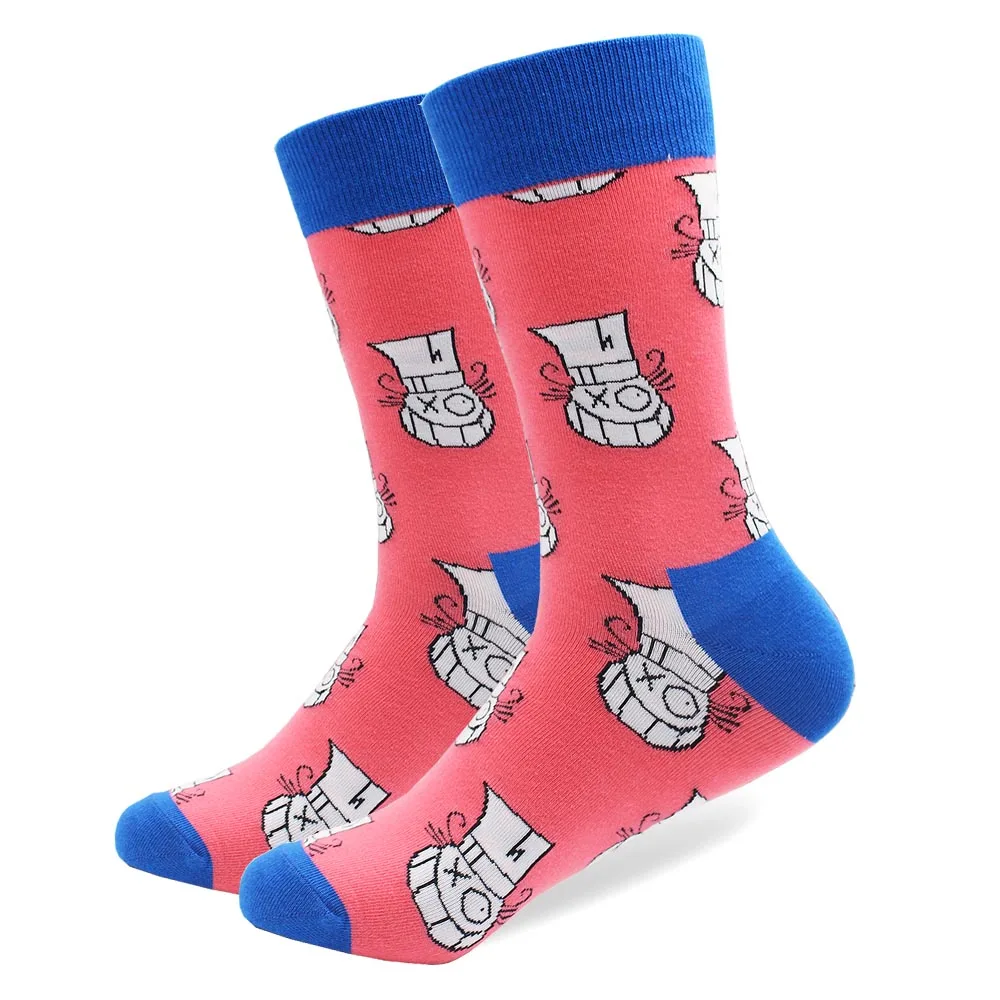 1 زوج انخفاض الشحن الشتاء الربيع سعيد الجوارب 2018 القطن الرجال طاقم لوح التزلج الجوارب مضحك نمط الزفاف الجوارب هدية