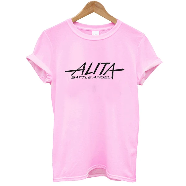 

2019 summer pink alita battle angel t shirt womens tshirts womans tshirt novel anime style shirts women tee top woman t-shirt