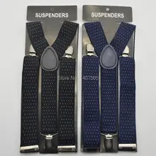 Мужские подтяжки 3,5 см для женщин большой больших размеров для всей подтяжки; цвет черный, темно-синий в горошек 3 клип на Y лямками эластичная Подвеска 100 см 110 см 120 см