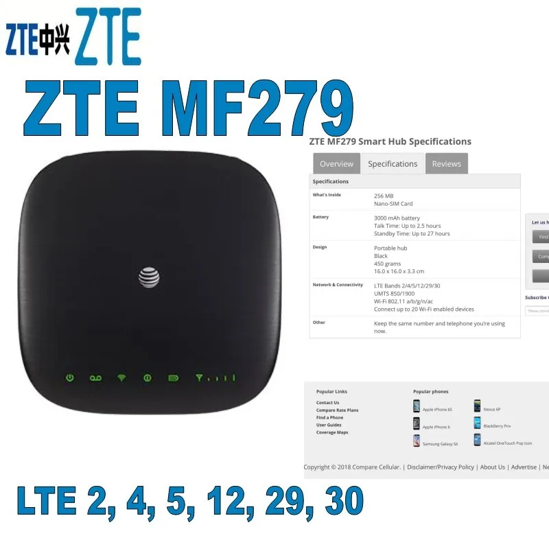 Lot of 10pcs Smart Hub Support B2 B4 B12 AT T LTE Wireless Internet Router Home Phone with Lan ZTE