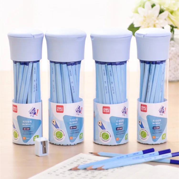 

Wood pencils with pencil sharpener plastic box package 30pcs/set HB