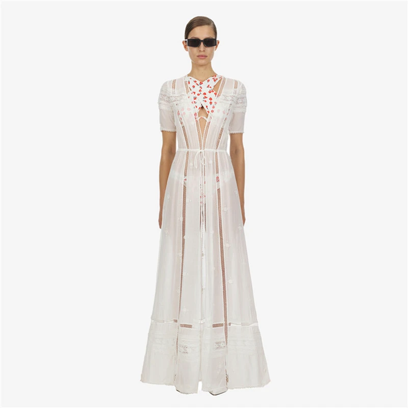

2019 Self Portrait Designer Summer Dress Women Sexy Hollow Out Maxi Dresses Female Holiday Party Dress Fashion