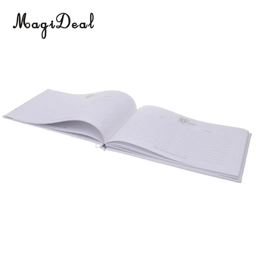 MagiDeal Top Quality White Custom Wedding Ceremony Guest Book Album Crystal Rhinestone Register Wedding Book Gifts Decoration