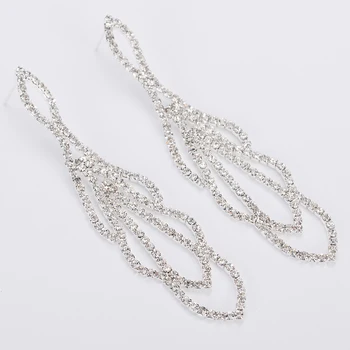 

YFJEWE New Crystal Rhinestone Best Gift for Bridal Wedding Jewelry Gold and Silver Plated Crystal Long Earrings for Women E424