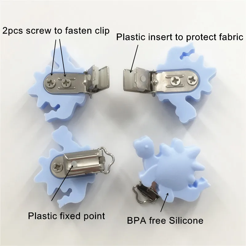 Chenkai 250pcs BPA Free DIY Baby Silicone Round Bear Flower Dinosaur Butterfly Soother Nursing Dummy Draft Toy Accessories Clips