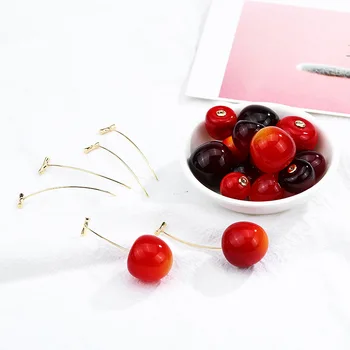 

SEA MEW 10 PCS Imitation Resin Cherry Earring Pendant Connectors Charm DIY Earrings Accessories