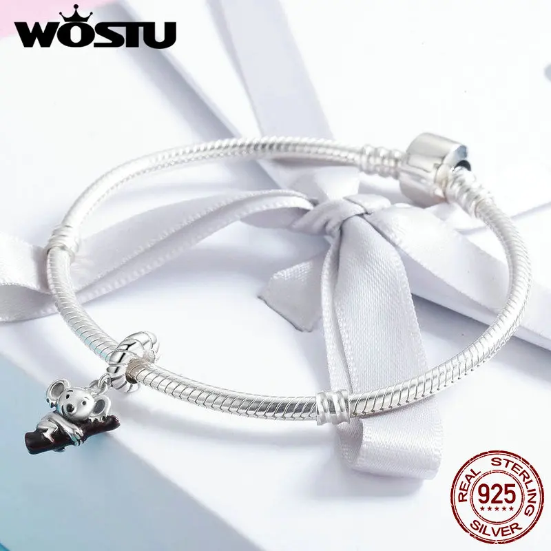 WOSTU 100% 925 пробы серебро коллекция животных Австралия коала с деревом Шарм