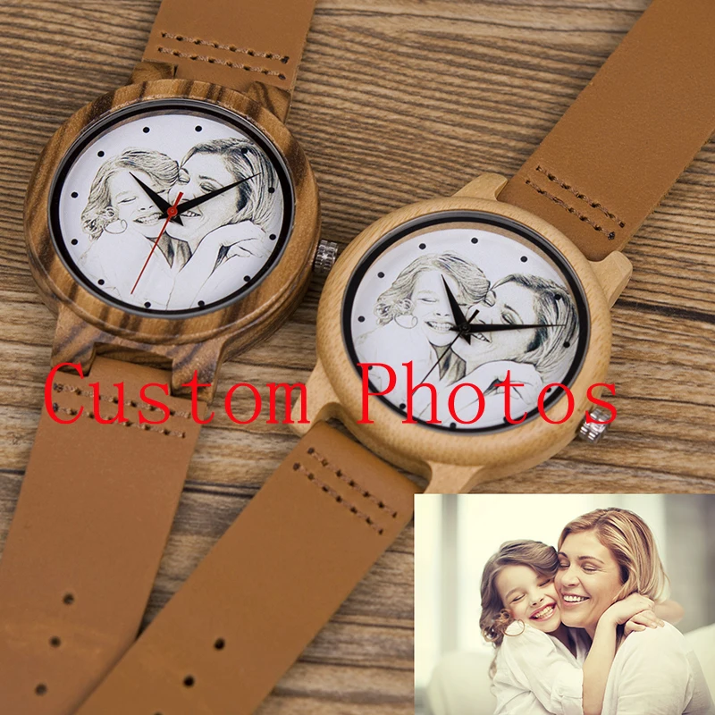 BOBO BIRD Custom Picture Watches Men Women Lovers' Quartz Analog Watches Casual Cool Watch Engrave Logo