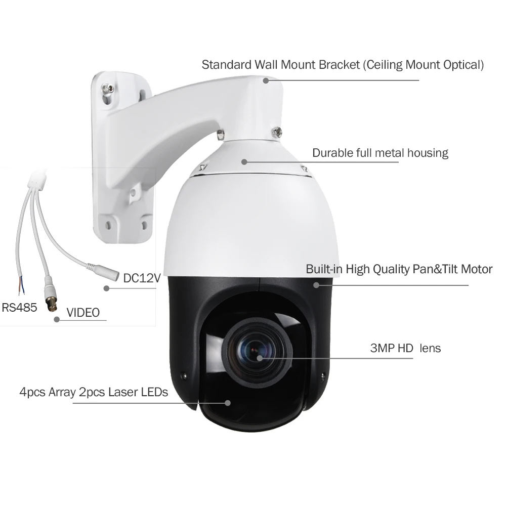 CCTV Security 4" MINI IP66 Waterproof Speed Dome AHD 1080P PTZ Camera RS485 Coaxial PTZ Control 2.0MP 20X ZOOM Auto Focus IR100M