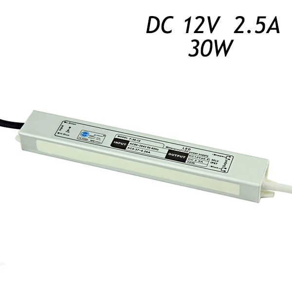 

10pcs/lot 12V 2.5A 30W Transformers Switching Power Supply AC 110-220V To DC12V Driver for LED Strip 5050 3528 IP67 Waterproof