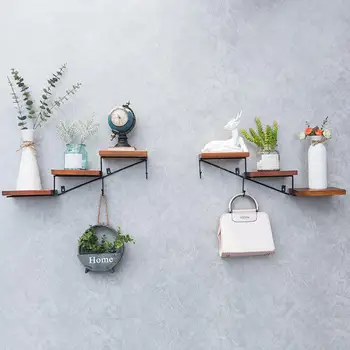

Nordic wall shelf balcony multi-layer creative decoration hook retro flower pot shelf flower stand