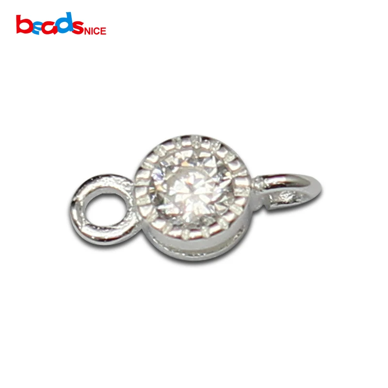 Pure Silver 925 Connector handmade double loop Sterling zircon wholesale silver jewelry supplies ID 36309 | Украшения и