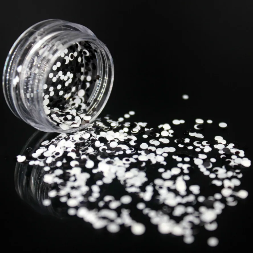 

LOLEDE Black and White Ultrathin Sequins Colorful Nail Art Glitter Tips UV Gel 3D Nail Decoration Manicure DIY Accessorie Circle