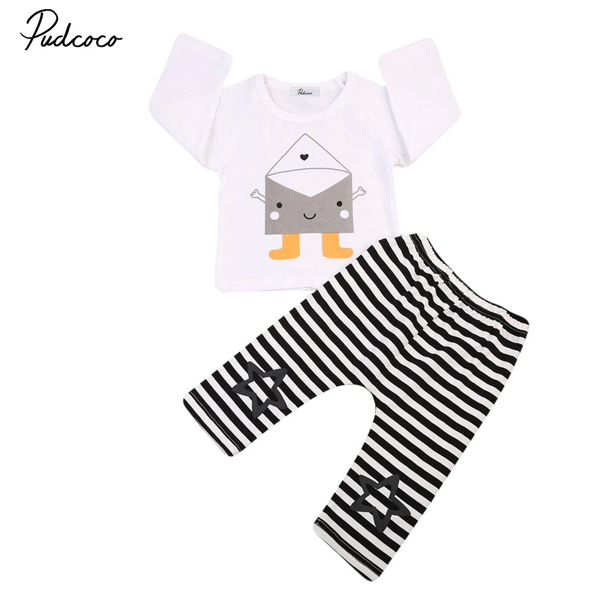 

pudcoco Newest Arrivals Hot Babies Infant Toddler Newborn Girl Boy Unisex Envelope Pattern T-shirt Pants Casual Clothes Outfits