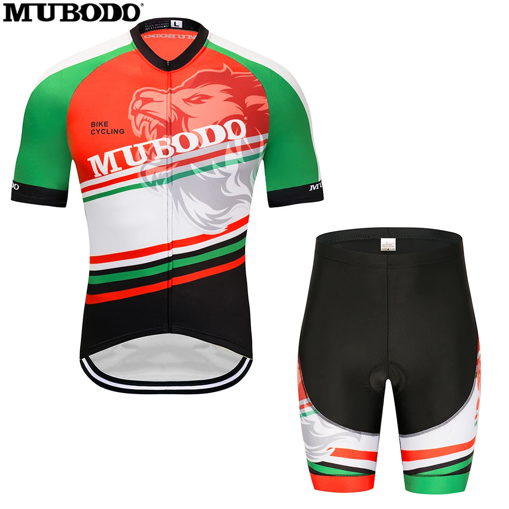 

MUBODO Lion Short Sleeve Cycling Jersey Set Summer MTB Bicycle Clothing Maillot Ropa Ciclismo 100% Polyester Bike Sportswear