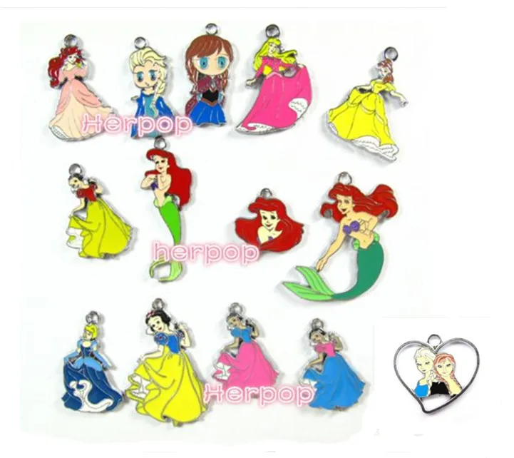 Wholesale Free shipping New 50pcs Mixed Princess Metal Charm Pendants DIY Jewelry Making pm-01 | Украшения и аксессуары