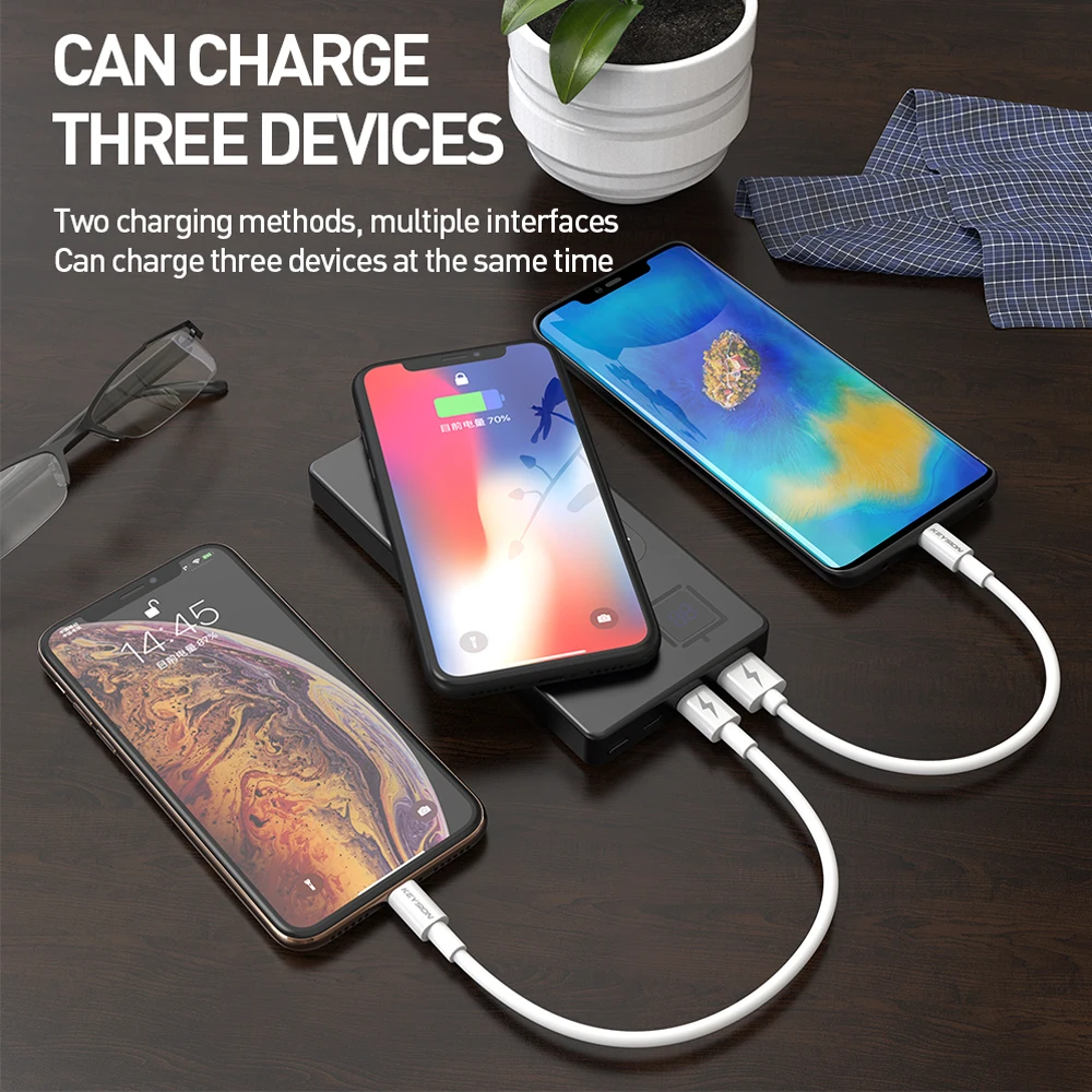 KEYSION 10000 мАч металлический type-C PD/QC3.0 power Bank 15 Вт 10 Вт 7,5 Вт Быстрое беспроводное зарядное устройство Qi аккумулятор для iPhone XS Max XR mate 20 Pro