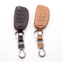 Cadeia de preto de Couro Genuíno Tampa do Caso Remoto Chave para Hyundai i10 i20 i30 HB20 IX25 IX35 IX45 Chave tampa do teclado casos de estilo Do Carro