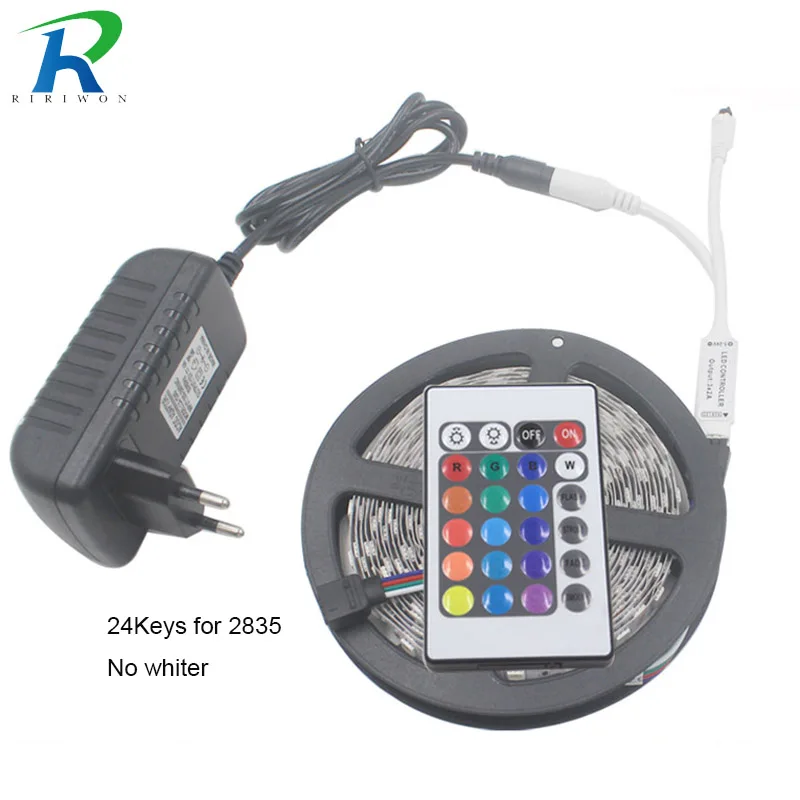 RiRi won SMD5050 RGB светодиодный светильник 5 м 10 м 30 светодиодный s/M DC 12 В лента Диодная Гибкая Водонепроницаемая 44 кнопки контроллер адаптер