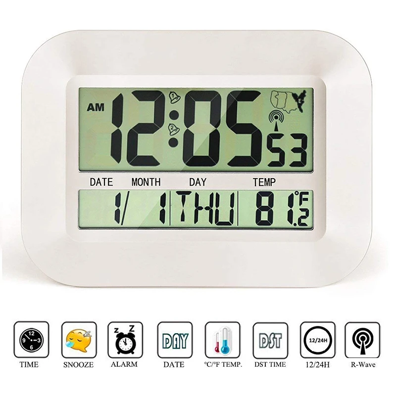 

Big Number Radio Controlled Clock Wall Large LCD Digital Wall Clock Snooze Electronic Table Mural Nixie Desk Alarm Clock