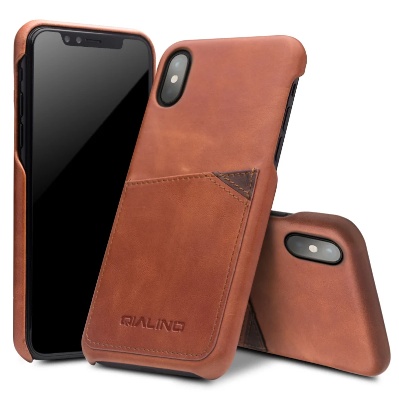

QIALINO New Fashion Handmade Case for iPhone X Luxury Genuine Leather Card Slot Ultrathin Phone Bag Cover for iPhone X 5.8 inch