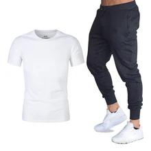 Summer T-shirts+Pants Men's Sets tracksuit men Jogger Two piece suit fashion brand clothing crossfit t shirt homme fitness Sets