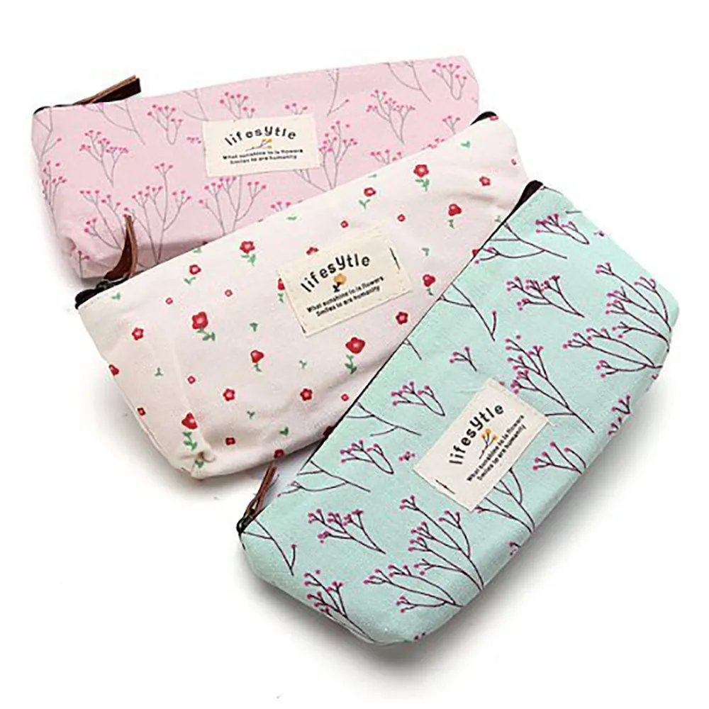 

Stationery Pencil Pen Case Canvas Print Cosmetic Makeup Bag Zipper Pouch Case