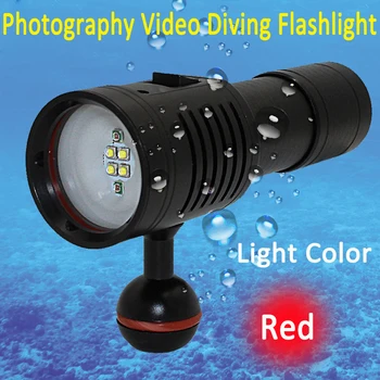 

Underwater Photography Diving Flashlight DL-73R Video Lamp LED White Red Light Scuba Torch 6 Modes Photo Lighting