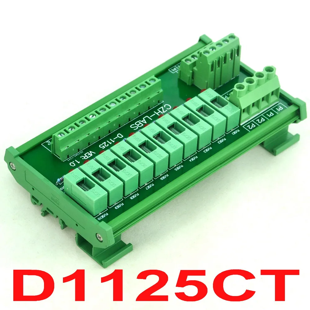 

DIN Rail Mount 10 Position Power Distribution Fuse Module Board, For AC/DC 5~48V.