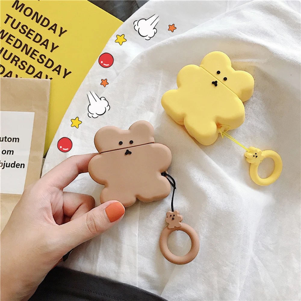 

Cute Bear Earphone Case for Airpods Cute Case Soft Silicone Earphone Cover for Airpods 1 2 Headphone Case Ring Strap Cover