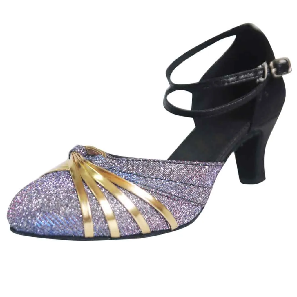 Женская элегантная танцевальная обувь; женская обувь на среднем каблуке; блестящая танцевальная обувь; женская Обувь для бальных танцев; обувь для латиноамериканских Танго; обувь для румбы; sapato feminino; Новинка - Цвет: Черный