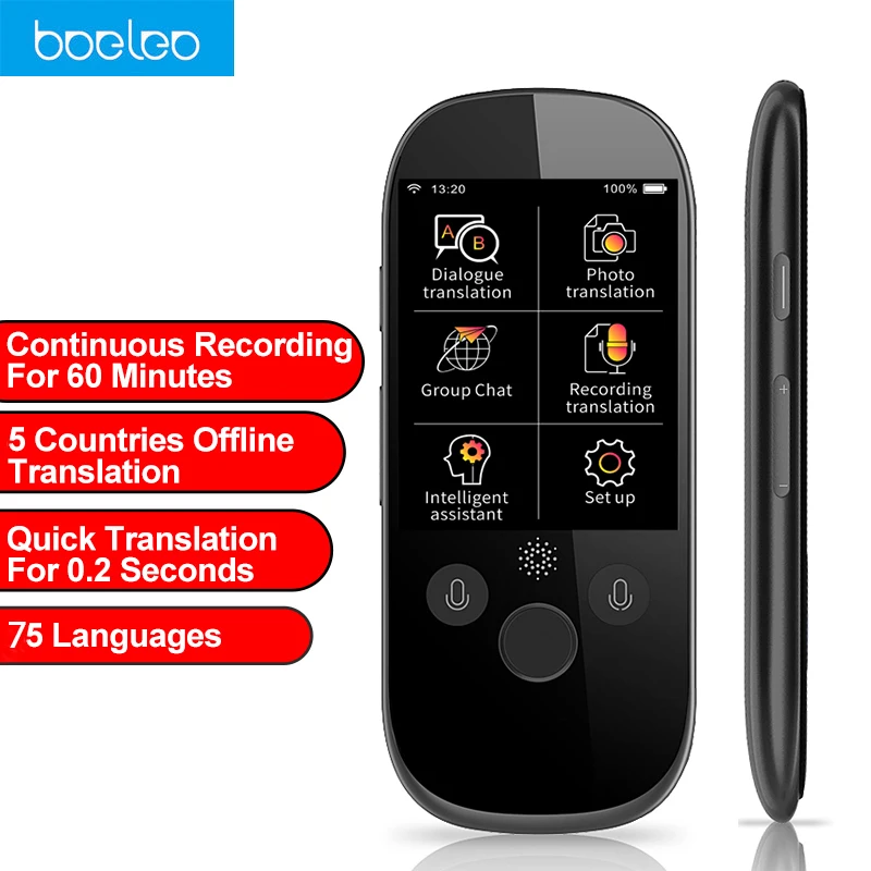 

Boeleo K1 Pro instant voice translator AI intelligent 75 Multi-language Portable WIFI 500 Million Pixels Smart Voice Translator