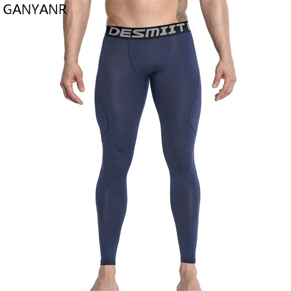 GANYANR, колготки для бега, мужские, для баскетбола, фитнеса, компрессионные штаны, для спортзала, леггинсы, для бодибилдинга, зимние, длинные, обтягивающие, спортивные, для пробежек