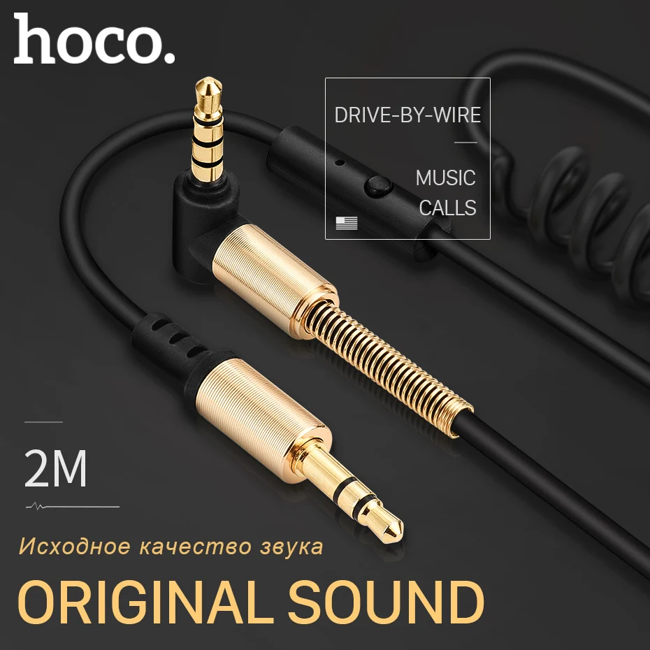HOCO 3,5mm Jack Frühling Audio Kabel Stecker auf Stecker Verlängerung Kabel 2m Dual AUS Kabel mit Mic für auto Iphone Kopfhörer Universal