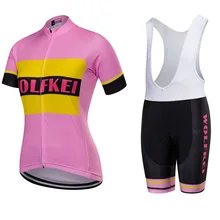 WOLFKEI Розовый Желтый Черный Велоспорт трикотажная велосипедная одежда Ropa Ciclismo дышащая с коротким рукавом велосипедная одежда для женщин