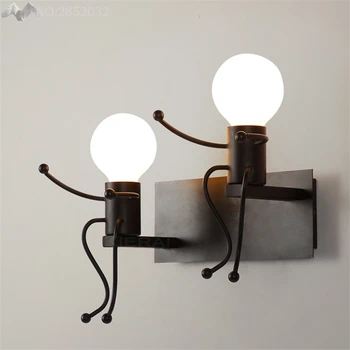 

Nordic modern simple Wall lamp creative cartoon children iron light for living room bedroom bedside hallway indoor decoration