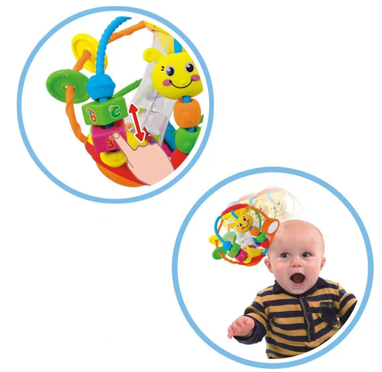 Candice guo пластиковая игрушка, подарок для ребёнка Многофункциональные цветные бусины в форме безопасности ловушка погремушка с шариками Мобильная развивающая детская игра 1 шт
