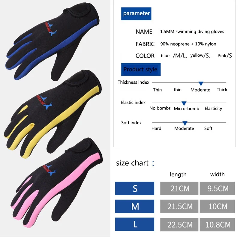 Новый 1,5 мм неопрена Для женщин Для мужчин Дайвинг перчатки Плавание Дайвинг перчатки противоскользящие теплые Плавание Surf антицарапки