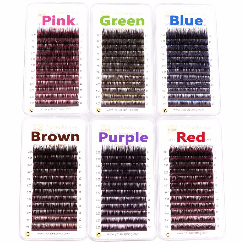 Роскошные двухцветные ресницы для наращивания, зеленые, розовые, фиолетовые, коричневые, красные, синие ресницы для женщин, макияж для глаз